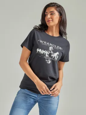 112339493 - Wrangler Women’s Western Graphic Reg Fit Tee - Bucking Horse Black