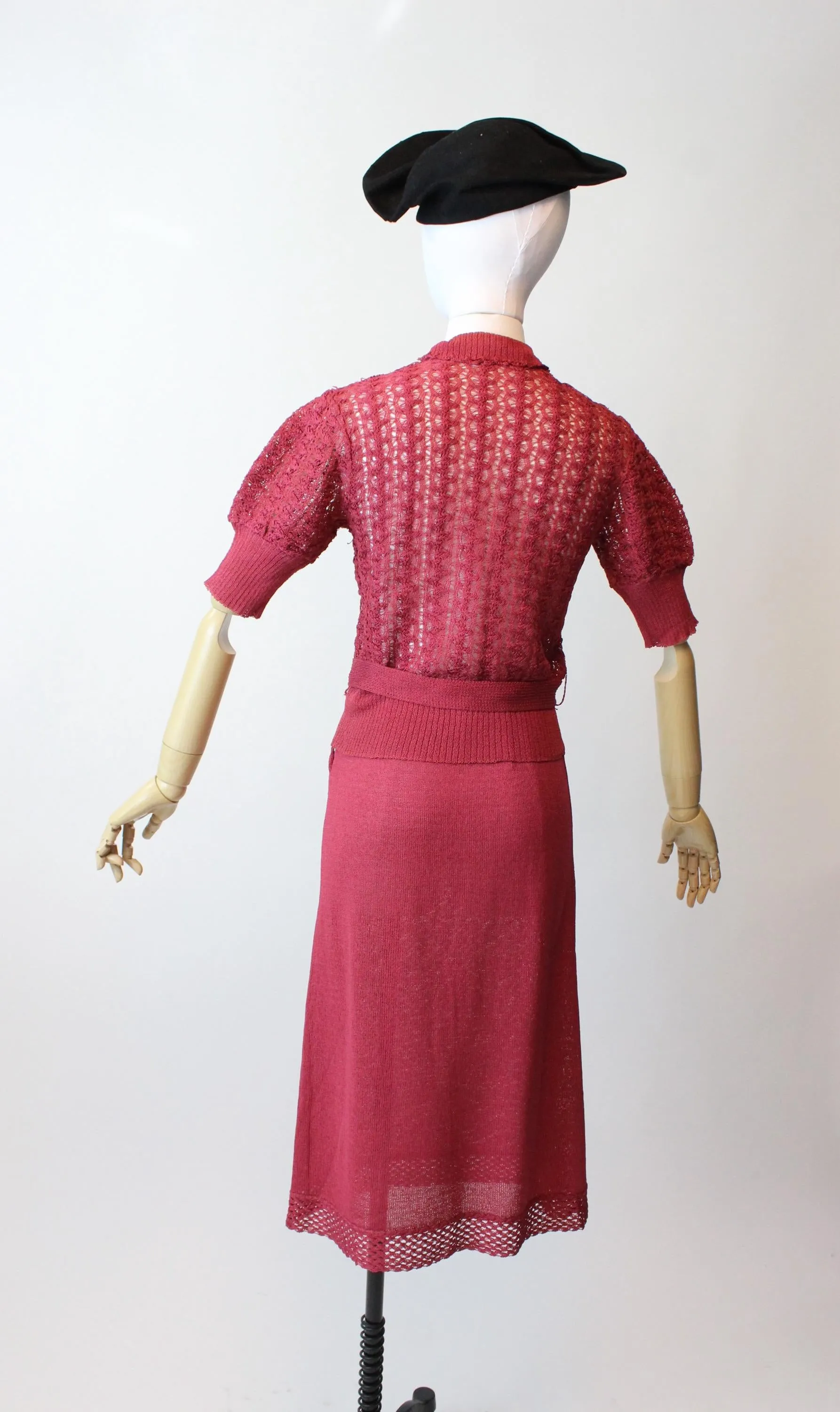 1930s KNIT THREE PIECE sweater set small | new fall winter