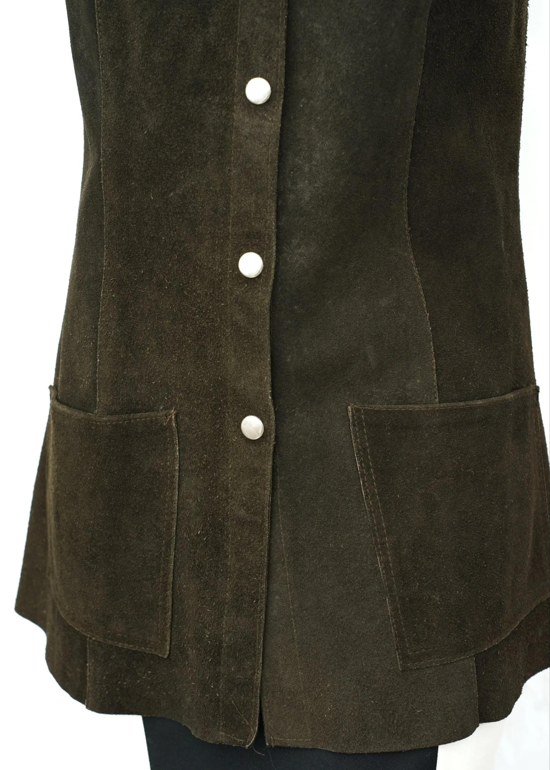 1960s Vintage Brown Suede Leather Gilet • Jerkin • Micro Mini