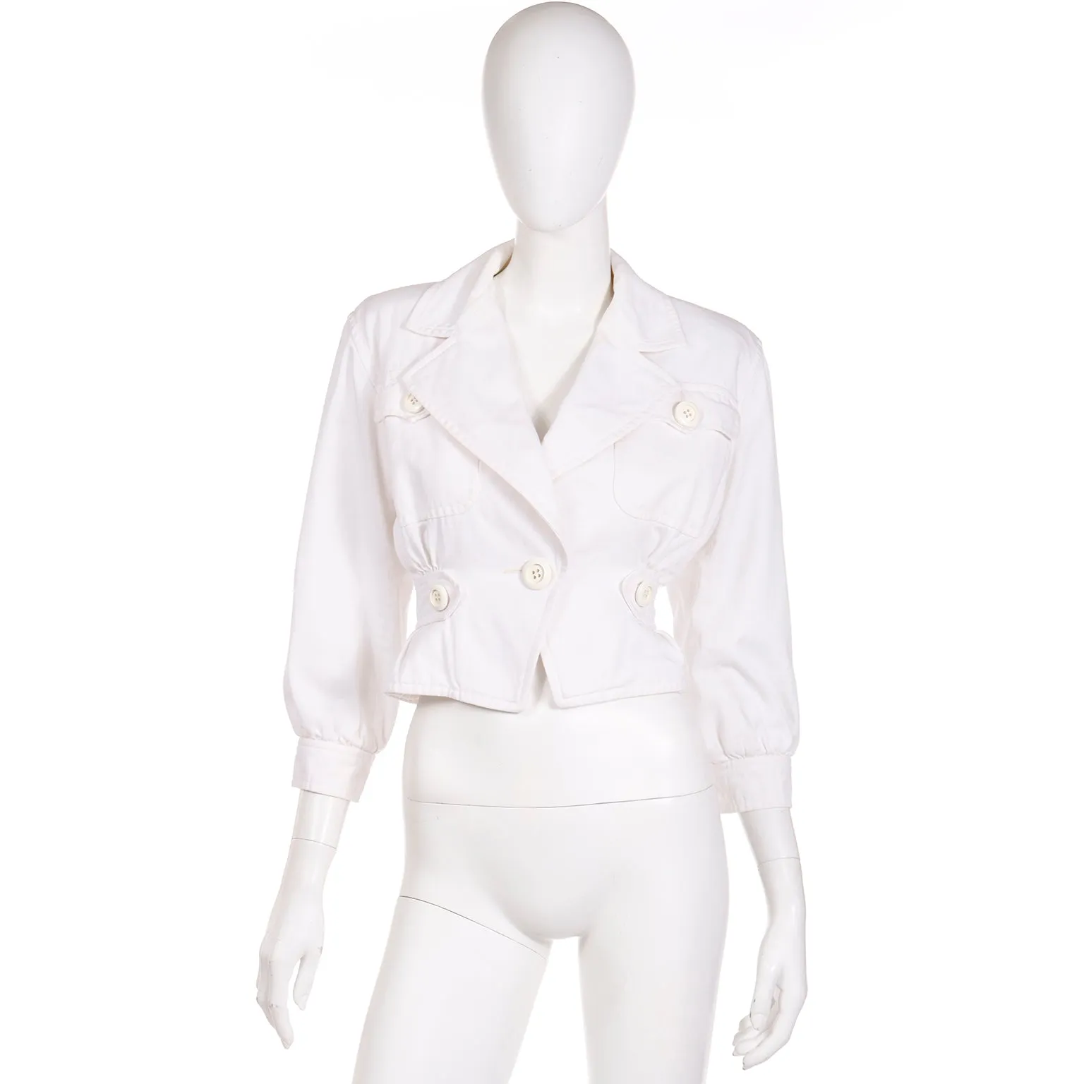 1986 Yves Saint Laurent Documented White Cropped Cargo Style Jacket