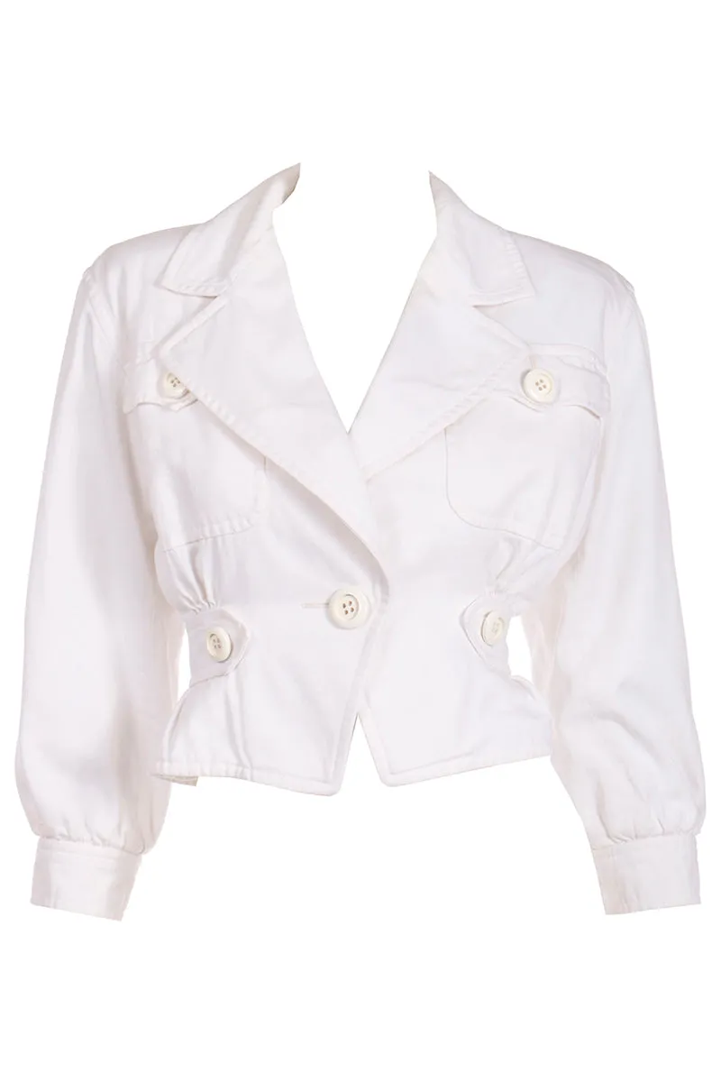 1986 Yves Saint Laurent Documented White Cropped Cargo Style Jacket