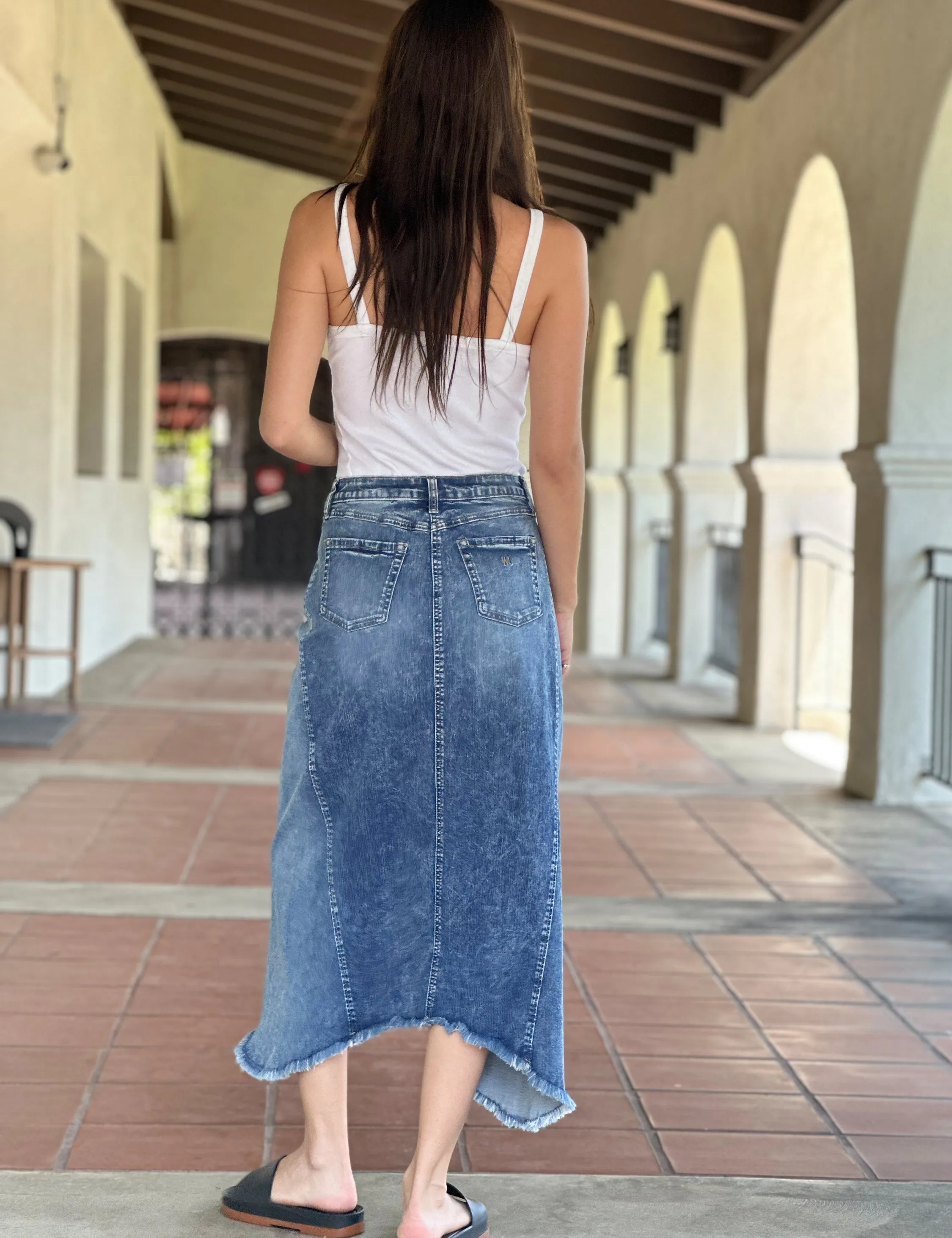 2-Tone Blue Maxi Denim Skirt