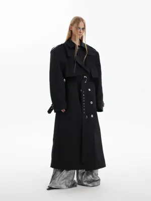 【24s Oct.】Deconstructed Fake Two-piece Padded Shoulder Trench Coat