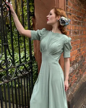 40s 'Girl Friday' Midi Dress - Duck Egg