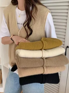 Aiertu New Casual Vertical Striped Simple Knitted Vest Women's Sleeveless Top V-neck Short Knitted Vest Cardigan Jacket Women Sweater