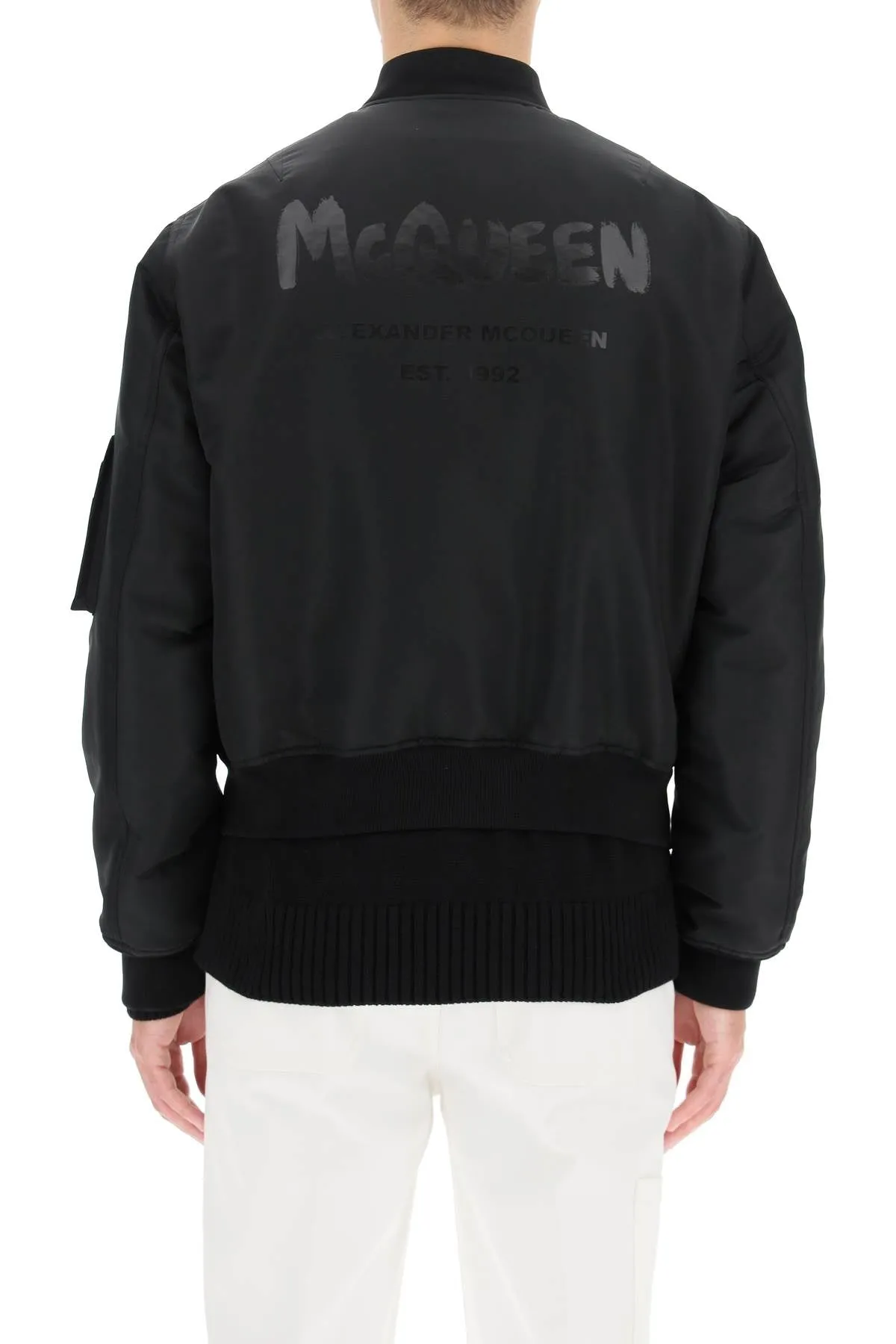 Alexander McQueen Graffiti Cropped Bomber Jacket