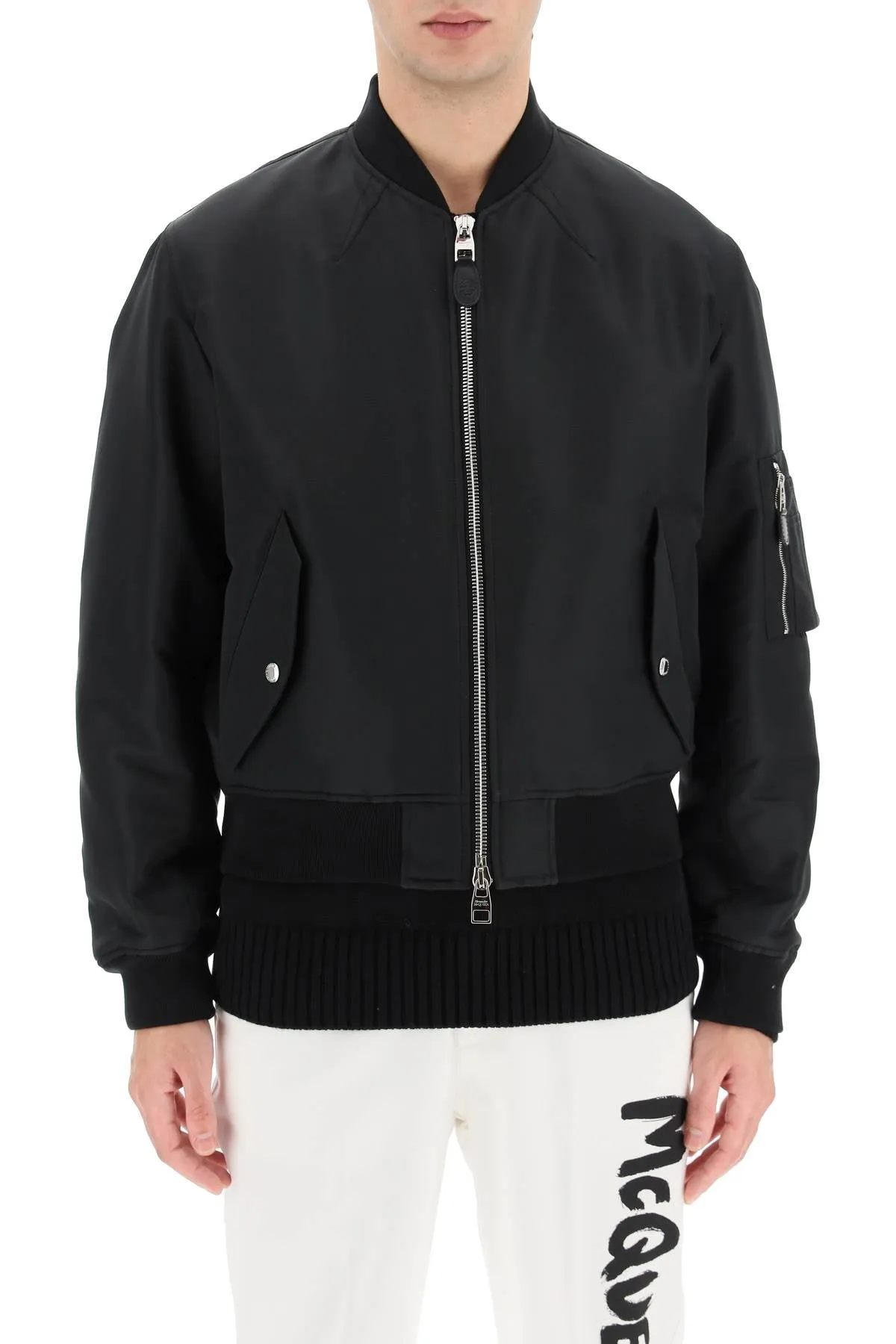 Alexander McQueen Graffiti Cropped Bomber Jacket