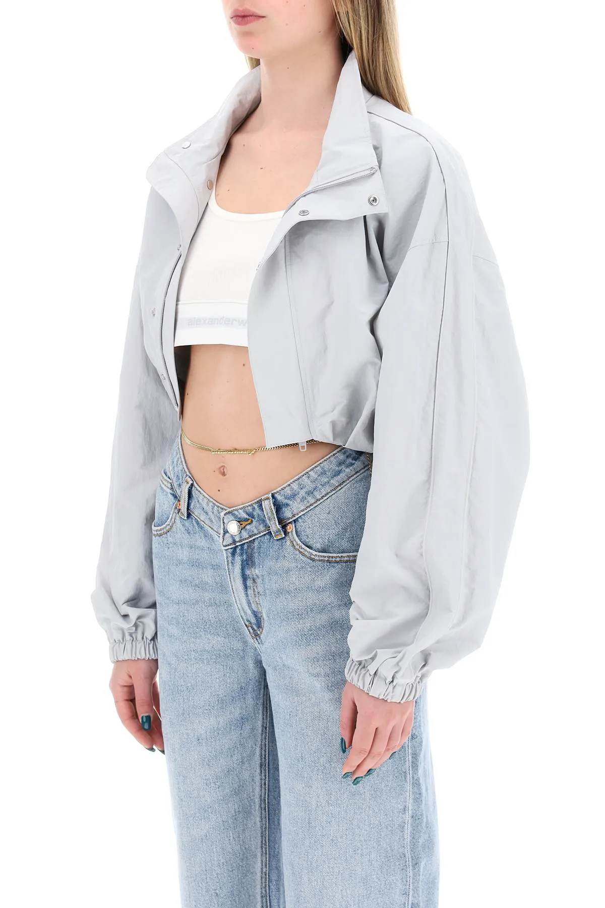 Alexander Wang Cropped Jacket With Integrated Top. (Size - M)