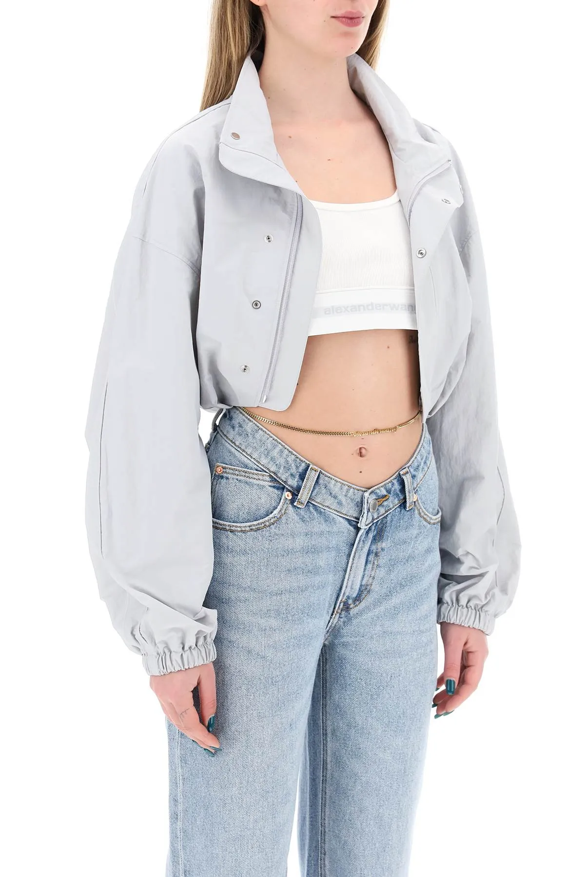 Alexander Wang Cropped Jacket With Integrated Top. (Size - M)