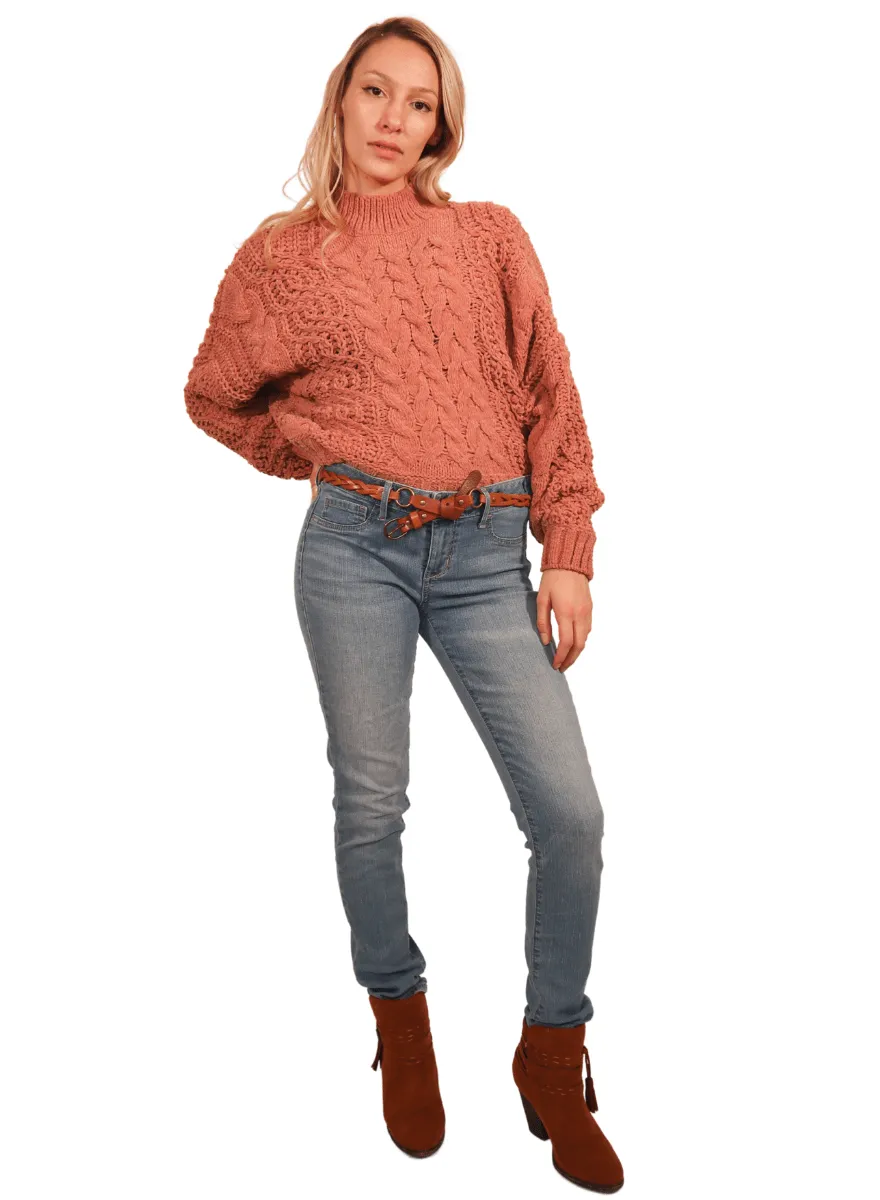 Audrey Cozy Mauve Knit Chunky Sweater