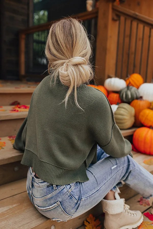 Autumn Charm Knit Sweater In Olive