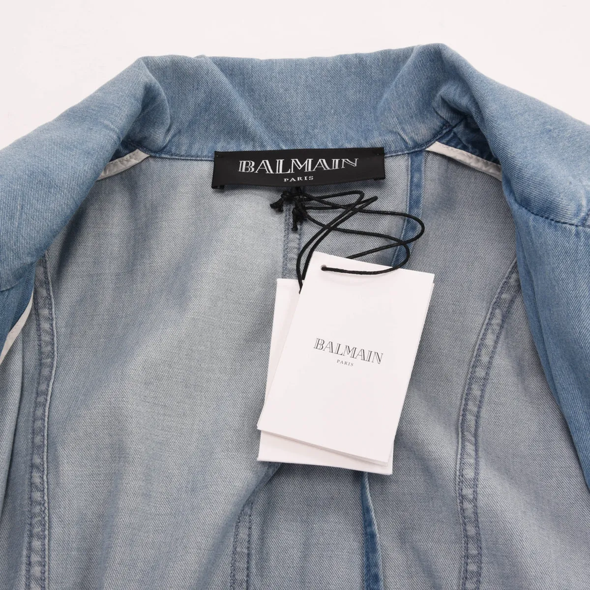 Balmain Blue Denim Trench Coat FR 34