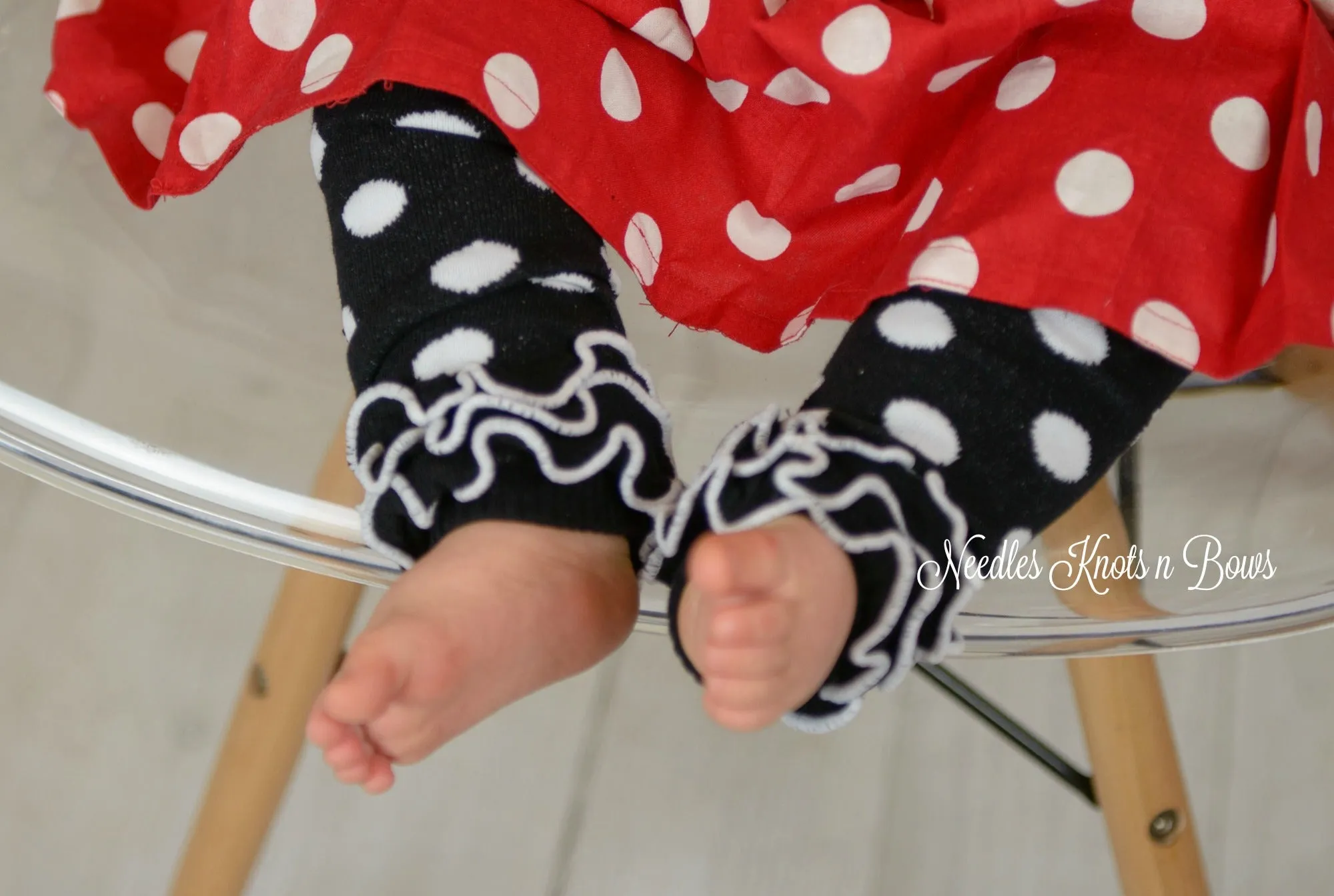 Black Polka Dot Leg Warmers with Ruffle