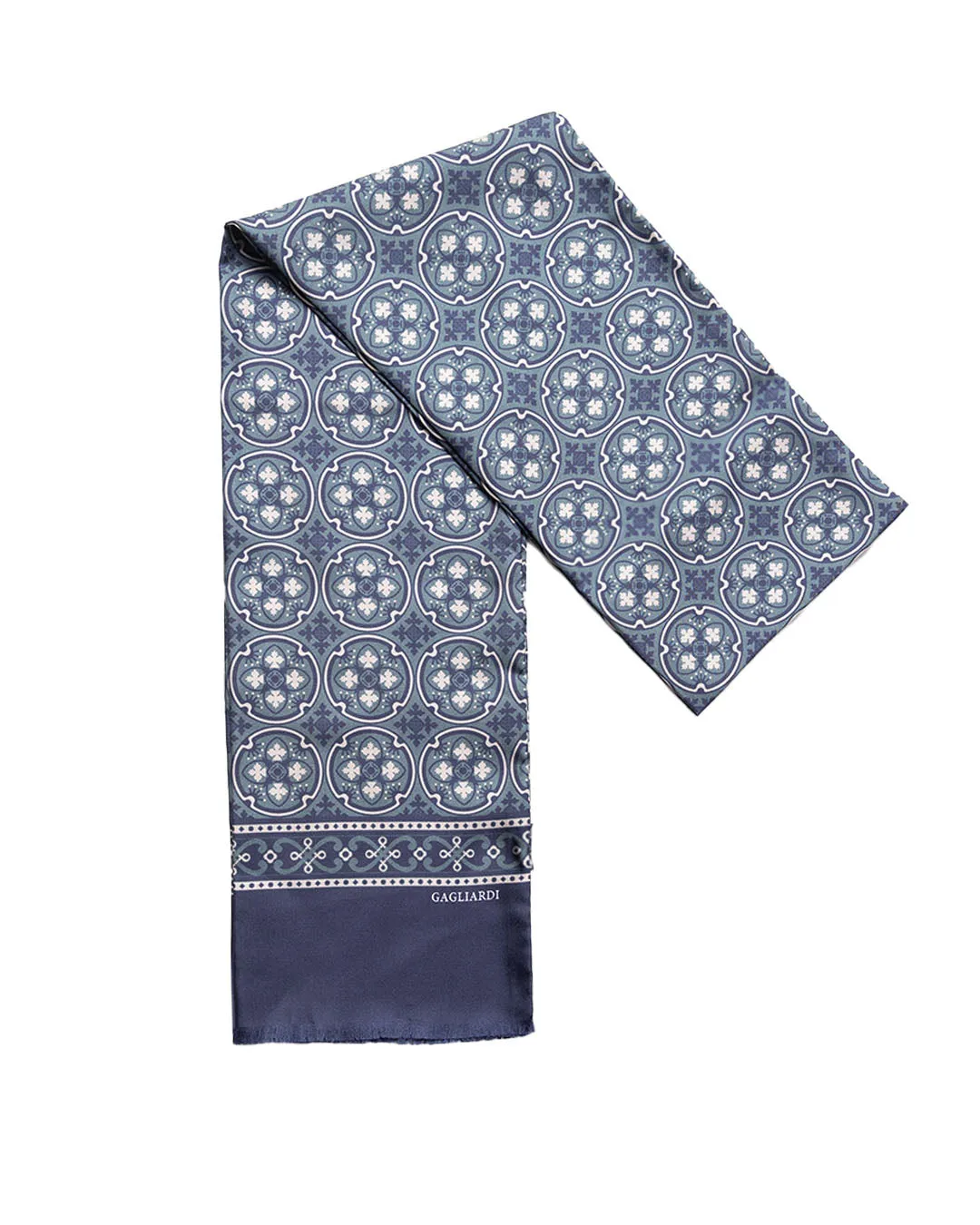 Blue Lazarus Tiles Italian Silk Evening Scarf