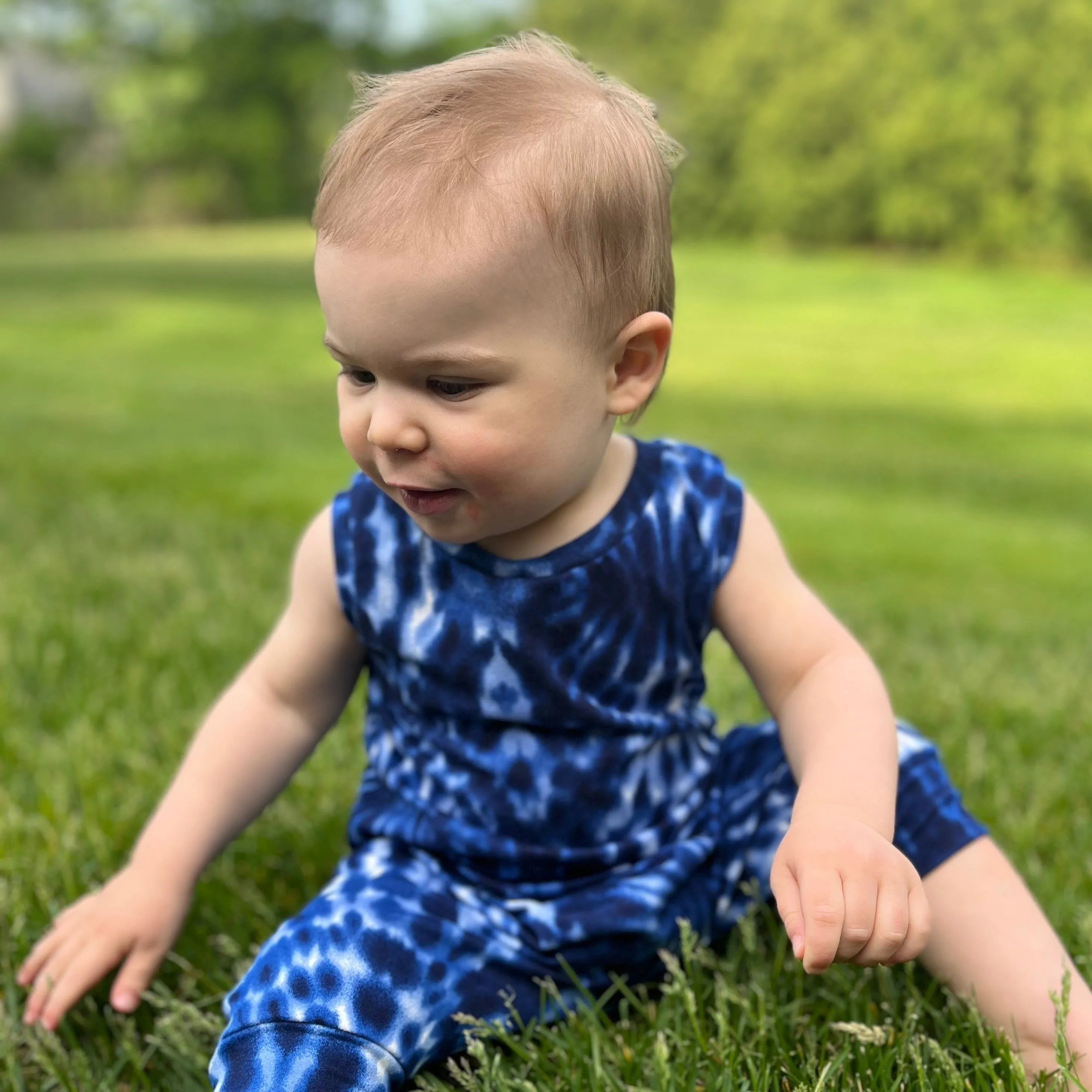 Blue Shibori Cropped Romper