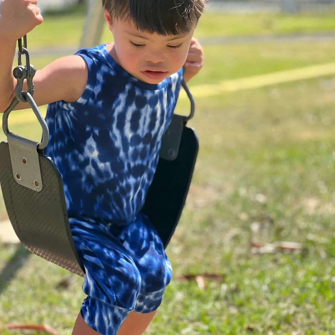 Blue Shibori Cropped Romper