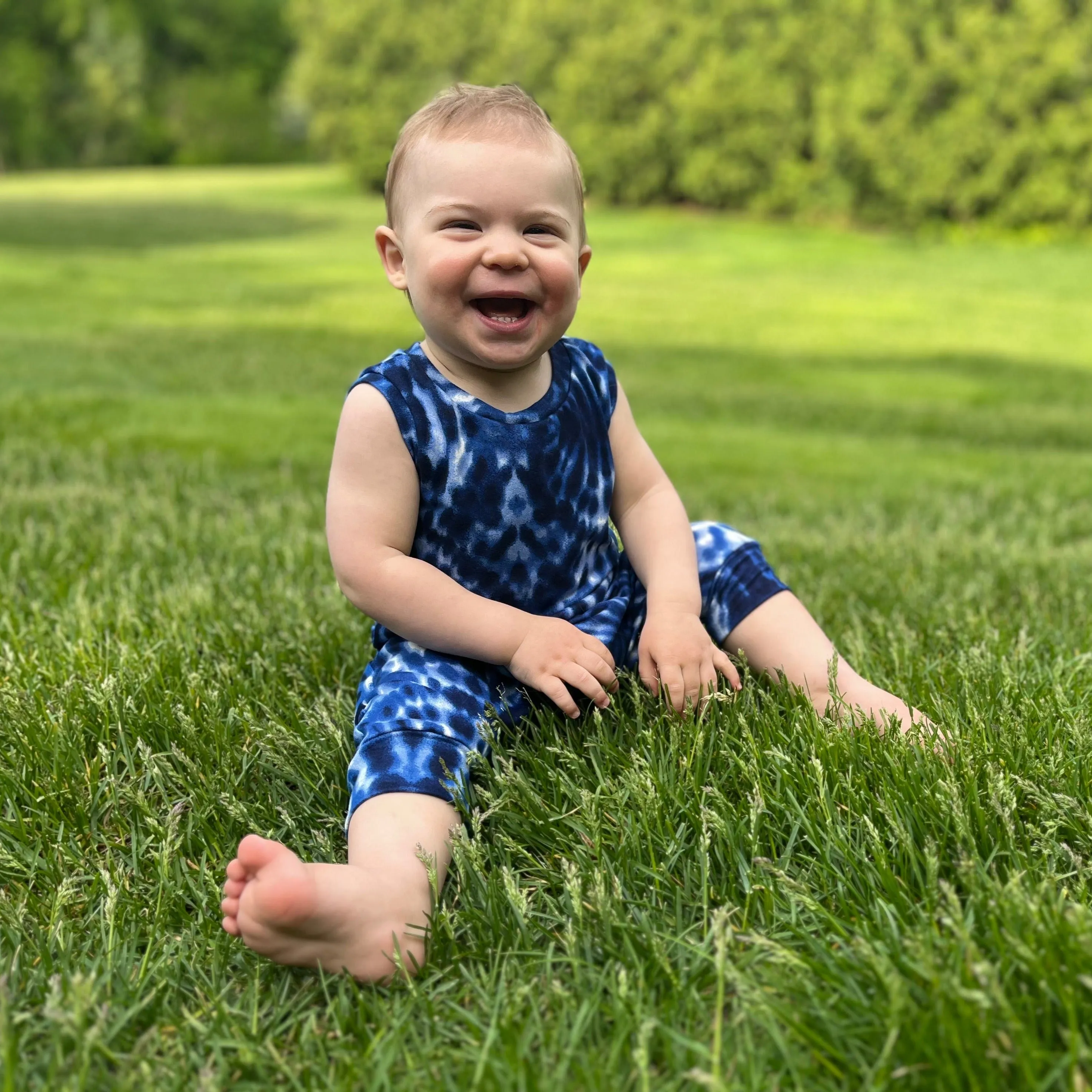 Blue Shibori Cropped Romper