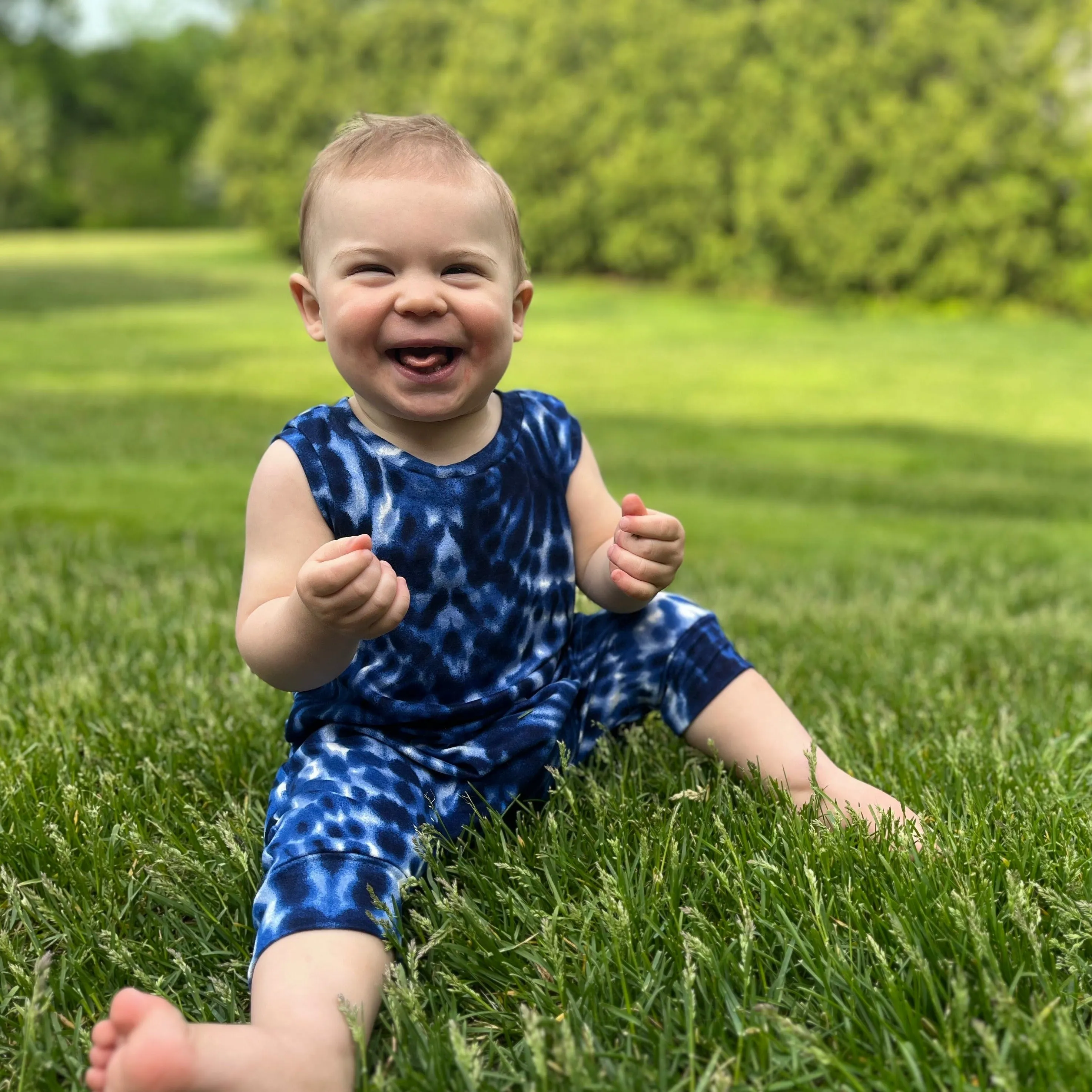 Blue Shibori Cropped Romper