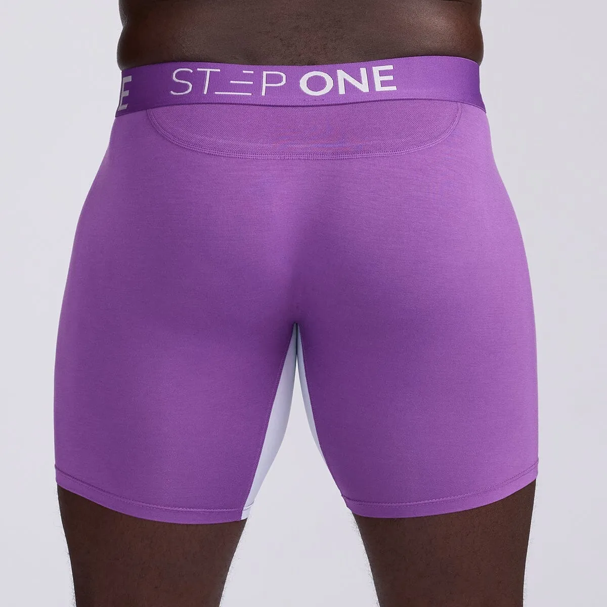 Boxer Brief Fly - Purple & White