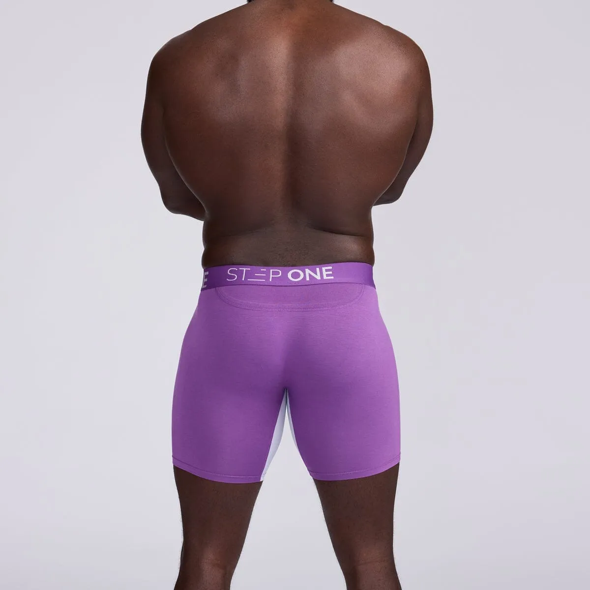 Boxer Brief Fly - Purple & White