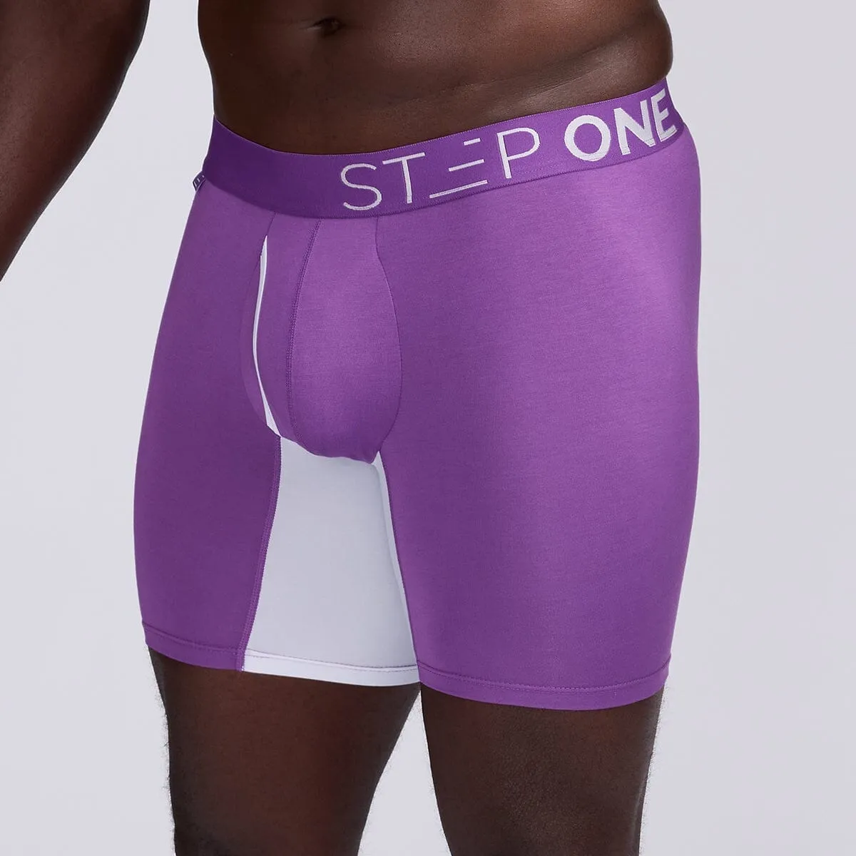 Boxer Brief Fly - Purple & White