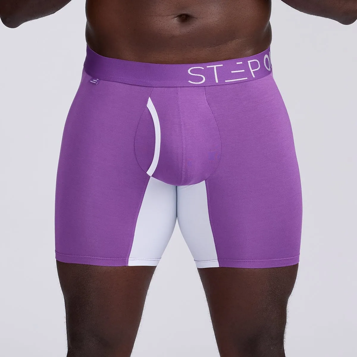 Boxer Brief Fly - Purple & White