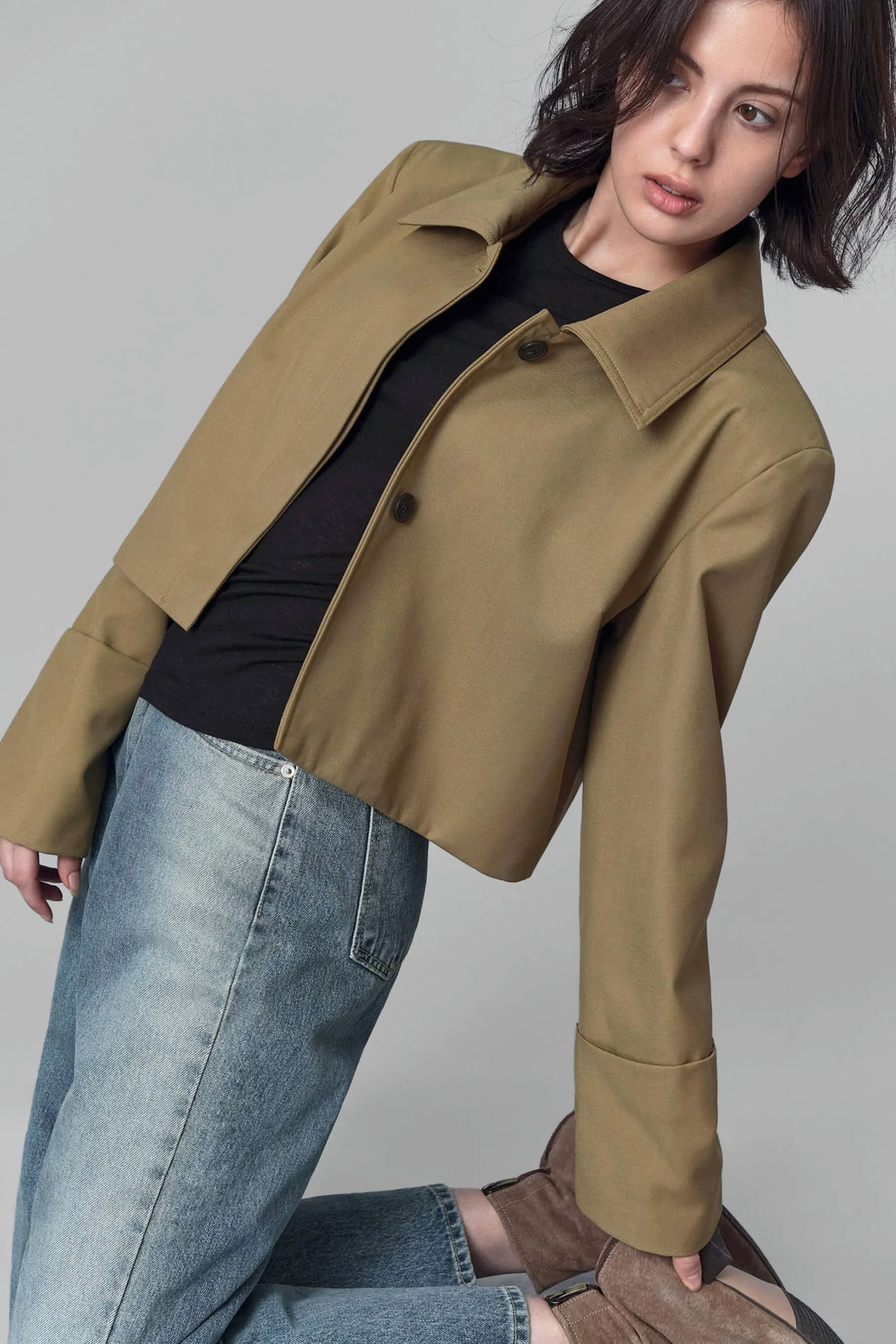 Brighton Cropped Jacket, Beige