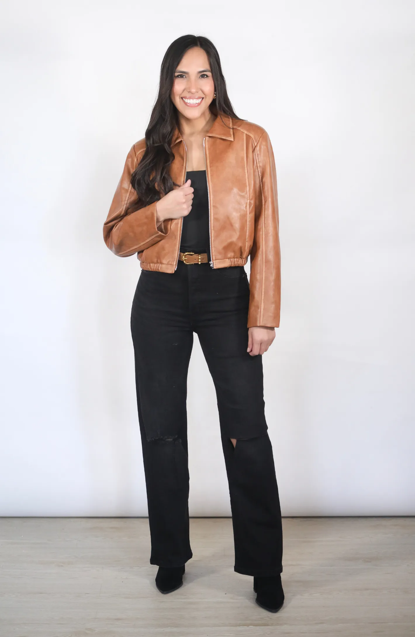 Burning Passion Camel Faux Leather Jacket