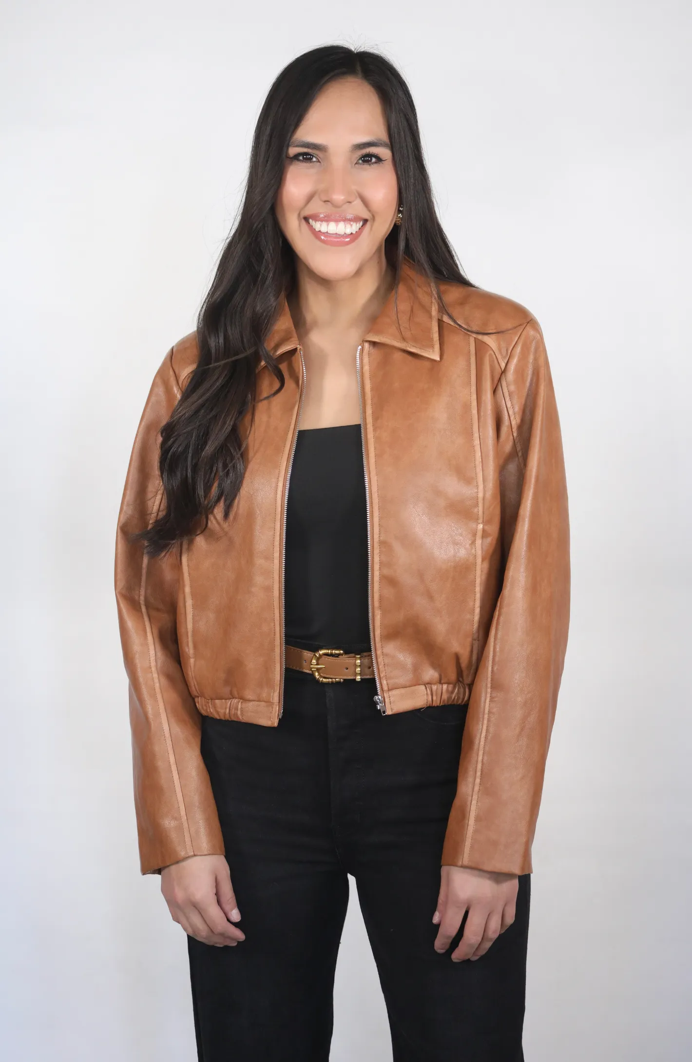 Burning Passion Camel Faux Leather Jacket