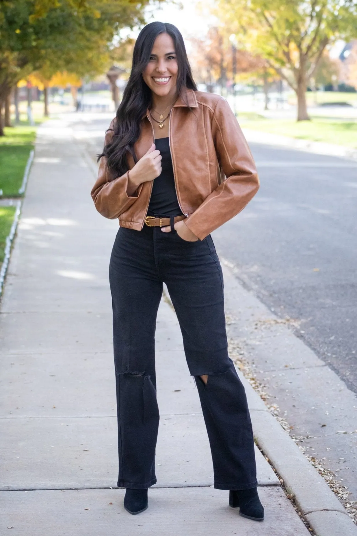 Burning Passion Camel Faux Leather Jacket