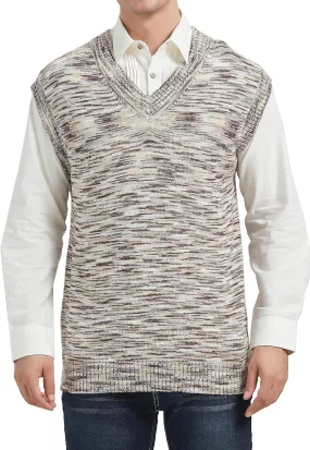 CALSUZ Men's Vest Knitted V Neck Sleeveless Pullover Sweaters