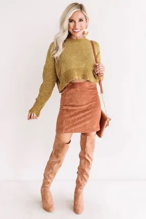 Camping By The Coast Chenille Crop Sweater in Mustard