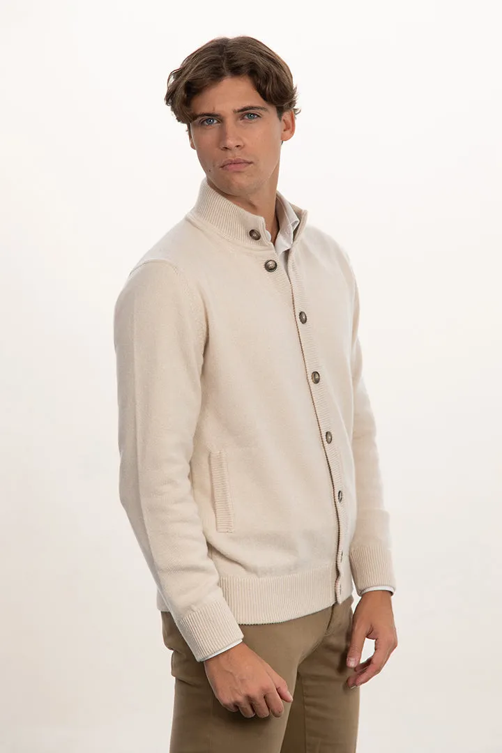 Cardigan doppio filo 100% cashmere con bottoni