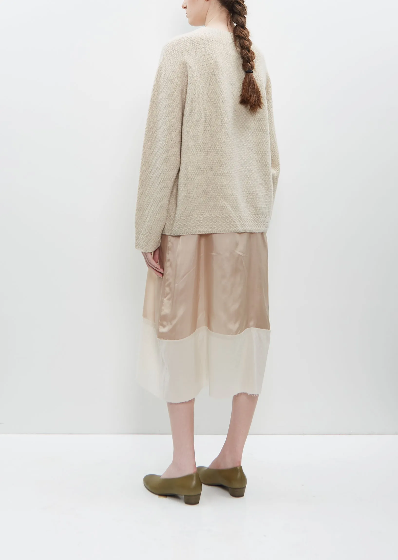 Cashmere Crew Neck Knit Pullover — Natural