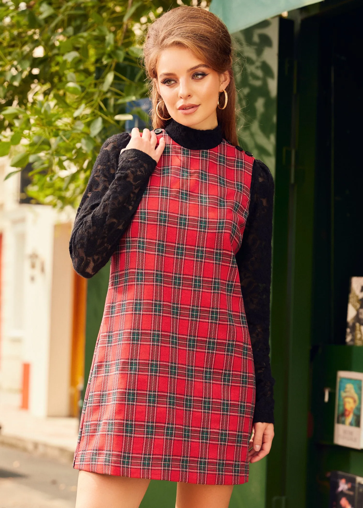 Checkered Charm A-Line Shift Dress