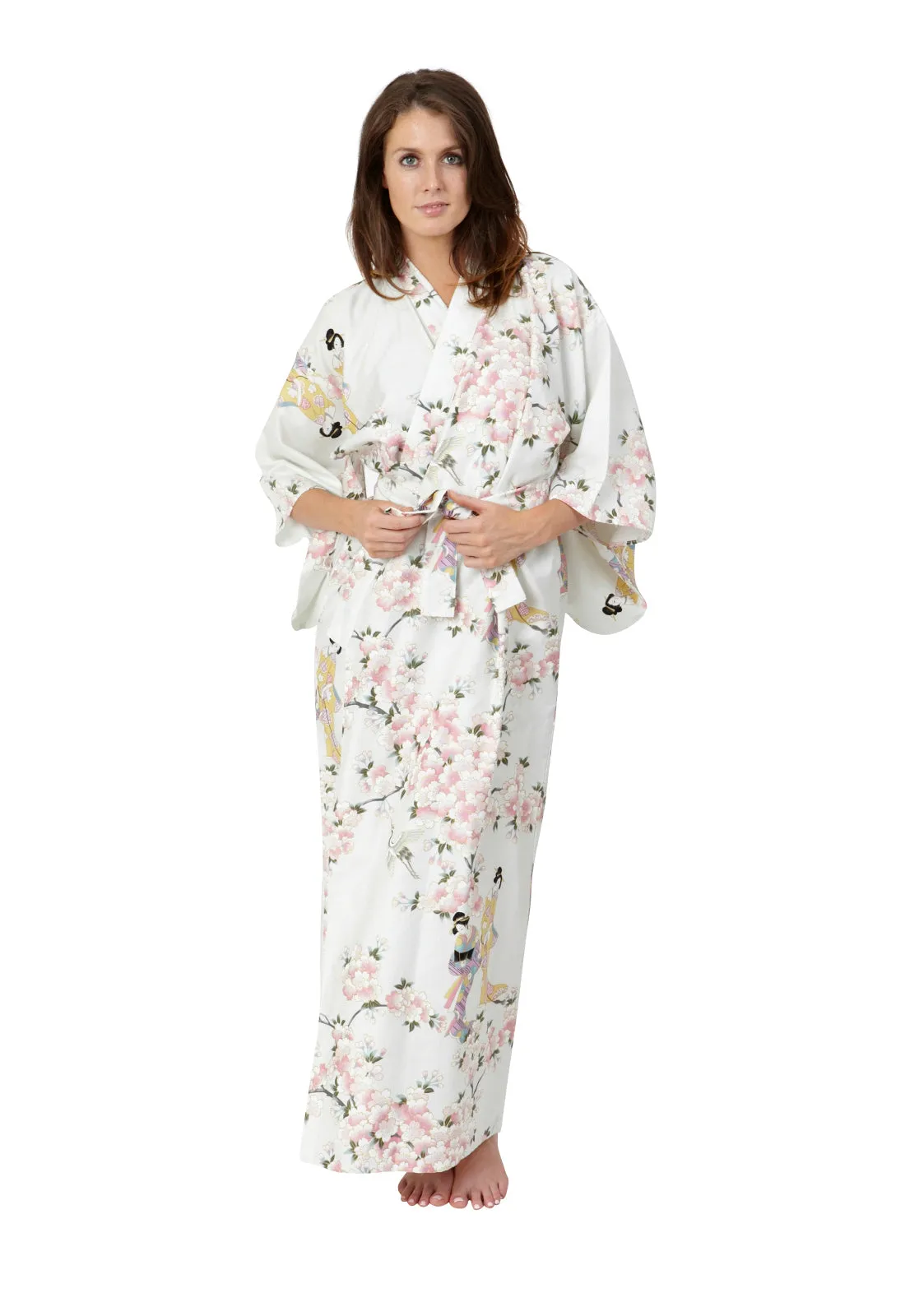 Cherry Blossom & Beauty Long Cotton Kimono