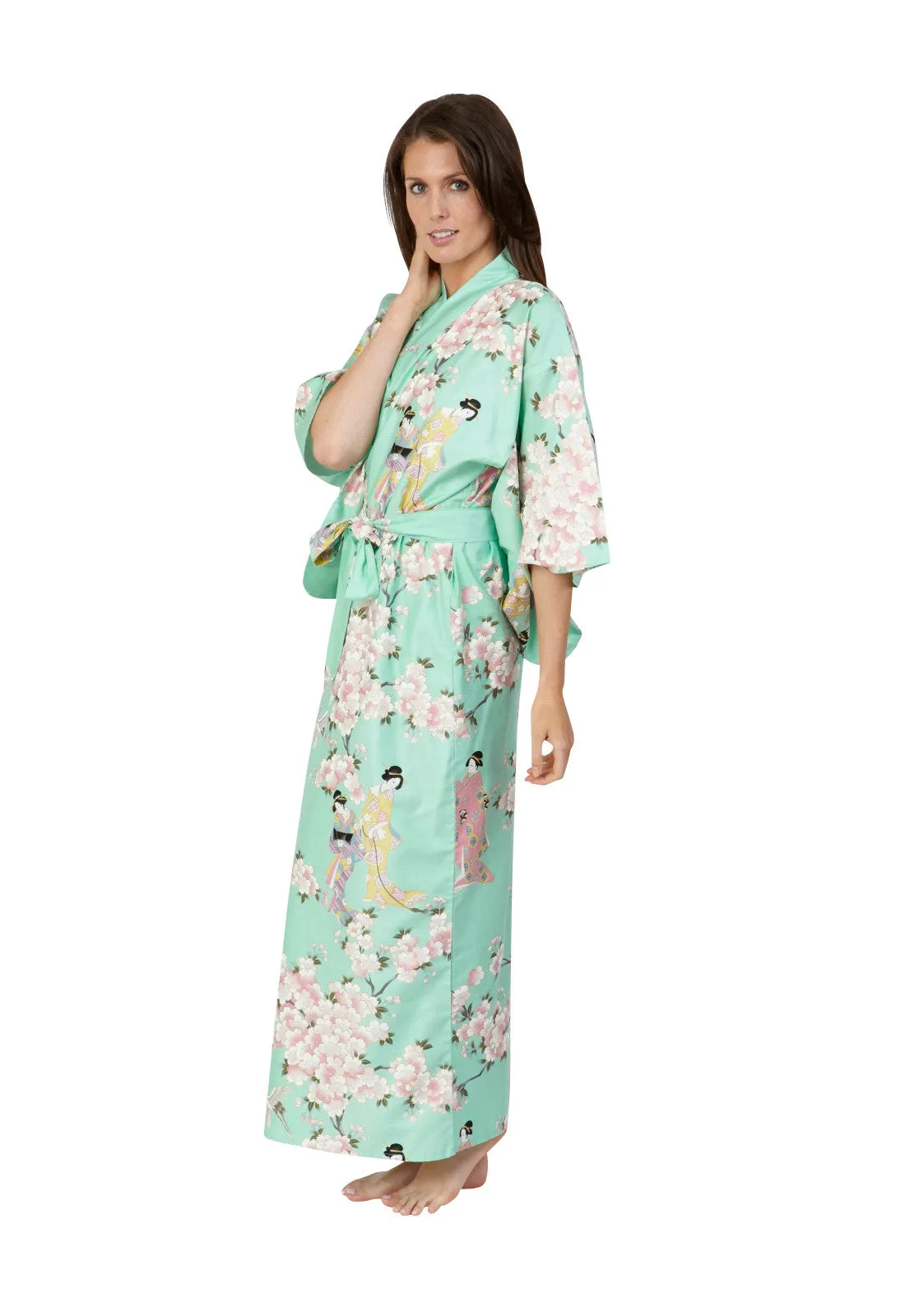 Cherry Blossom & Beauty Long Cotton Kimono