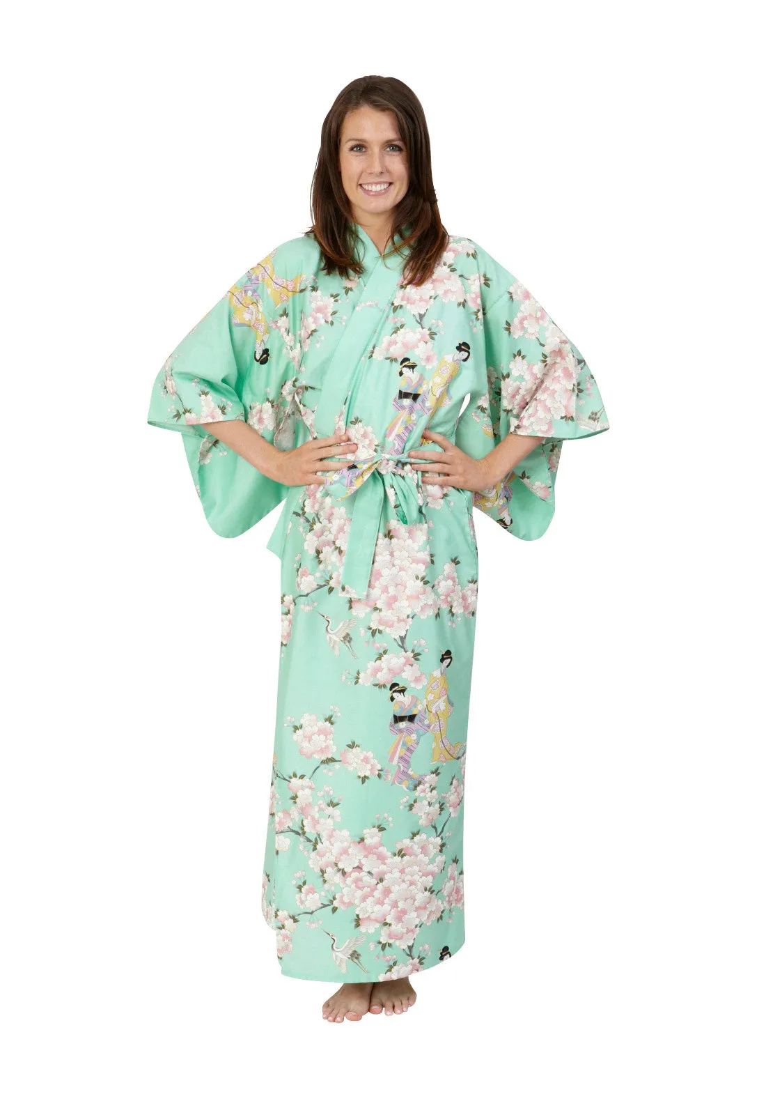 Cherry Blossom & Beauty Long Cotton Kimono