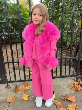 Childrens Hot Pink Premium Faux Fur Short Gilet