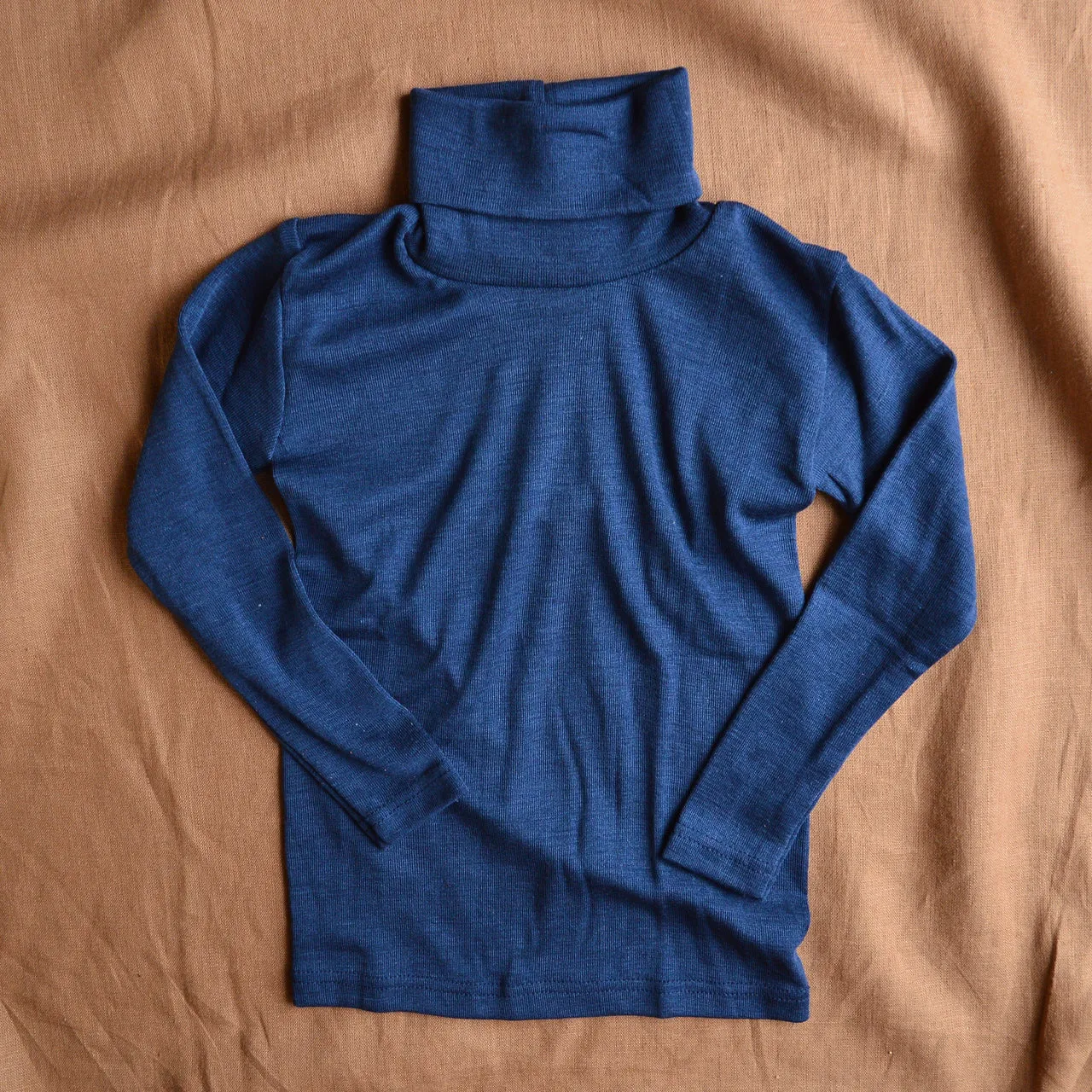 Child's Turtleneck in Organic Wool/Silk - Marine (1-12y) *Last One!