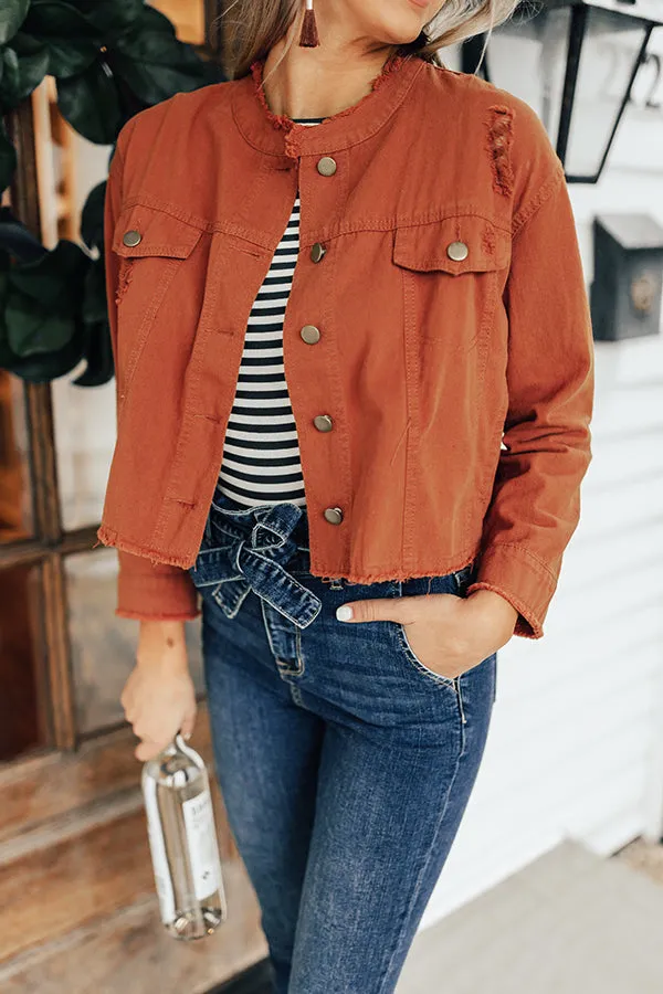 Chill And Kisses Lightweight Jacket in Rust