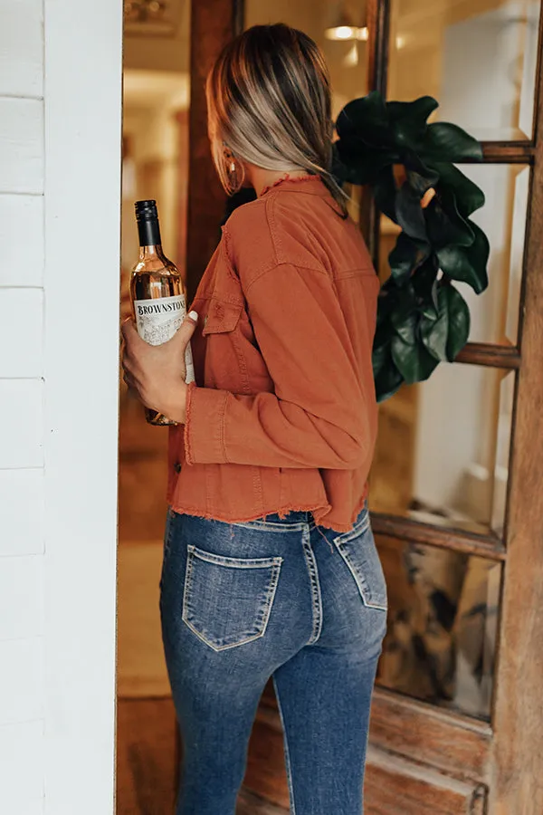 Chill And Kisses Lightweight Jacket in Rust