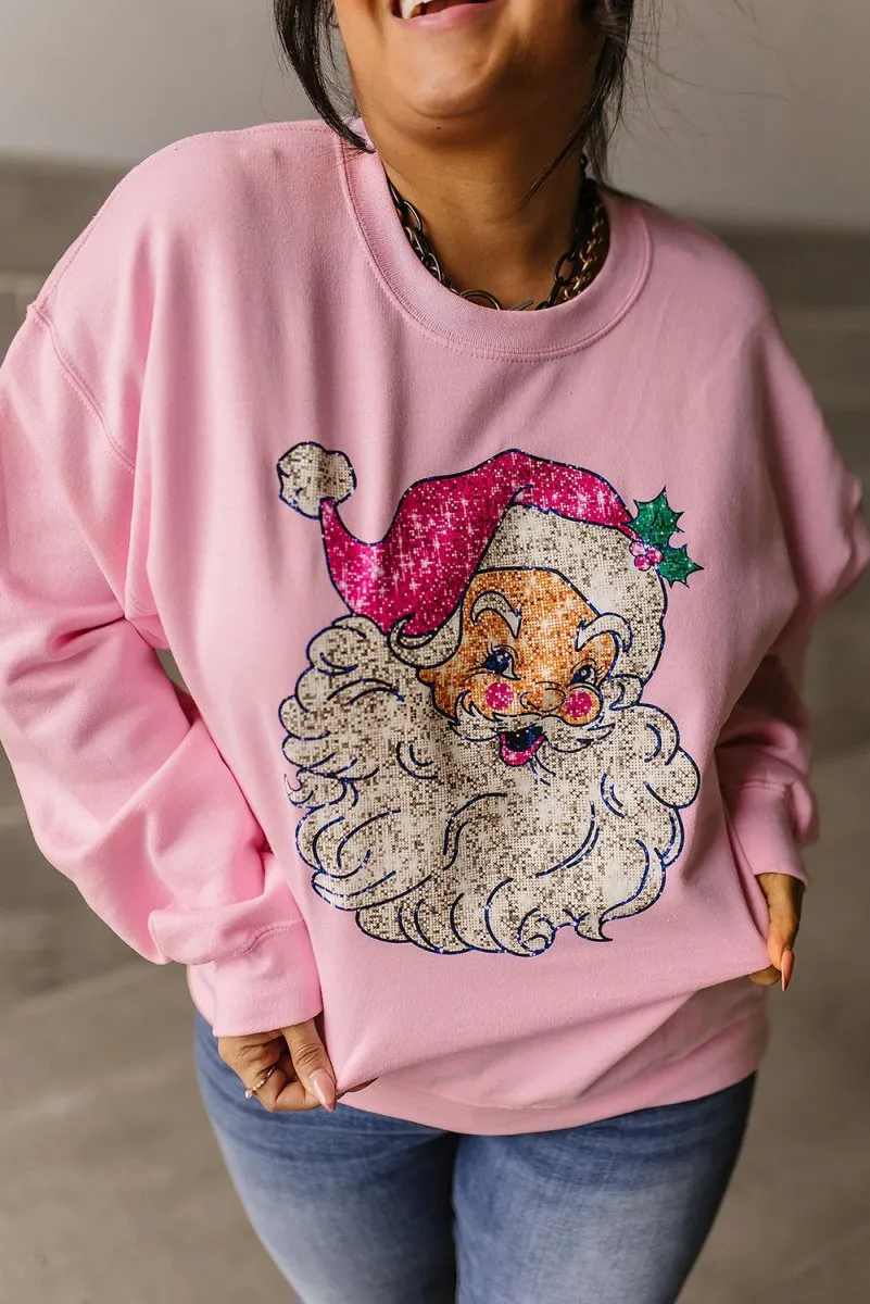 Christmas Glow Santa Pink Sweatshirt