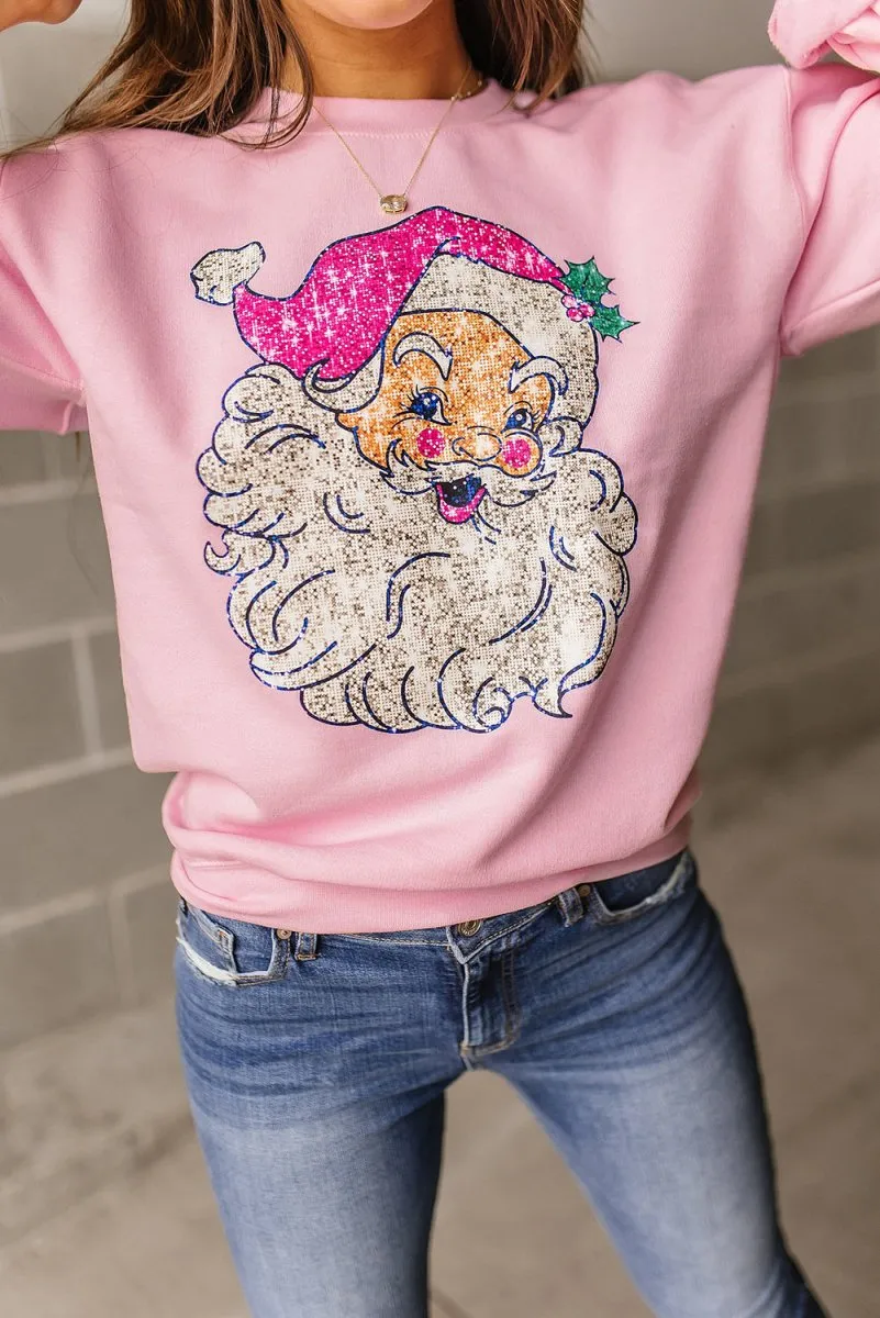 Christmas Glow Santa Pink Sweatshirt