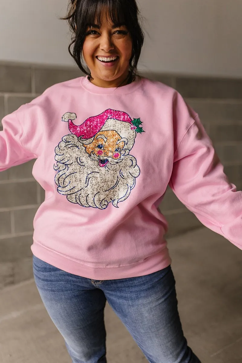 Christmas Glow Santa Pink Sweatshirt