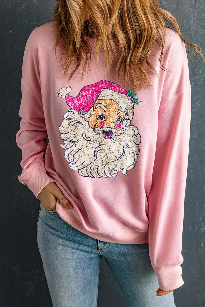 Christmas Glow Santa Pink Sweatshirt