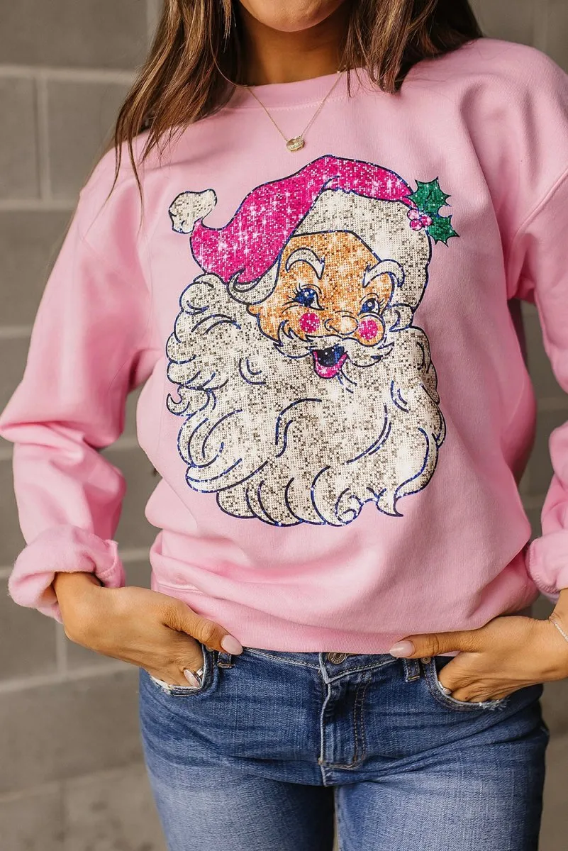 Christmas Glow Santa Pink Sweatshirt