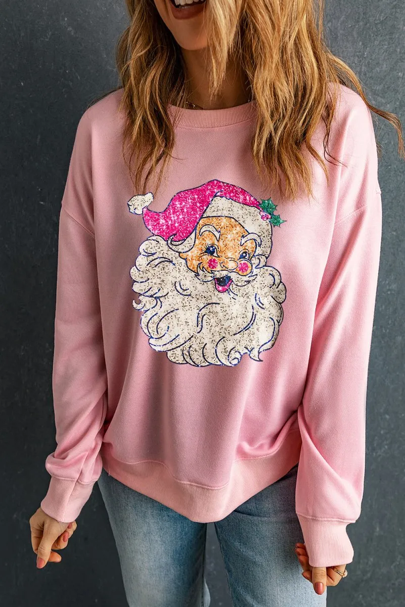 Christmas Glow Santa Pink Sweatshirt