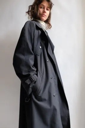 CLASSY BLACK MAXI VINTAGE TRENCH COAT