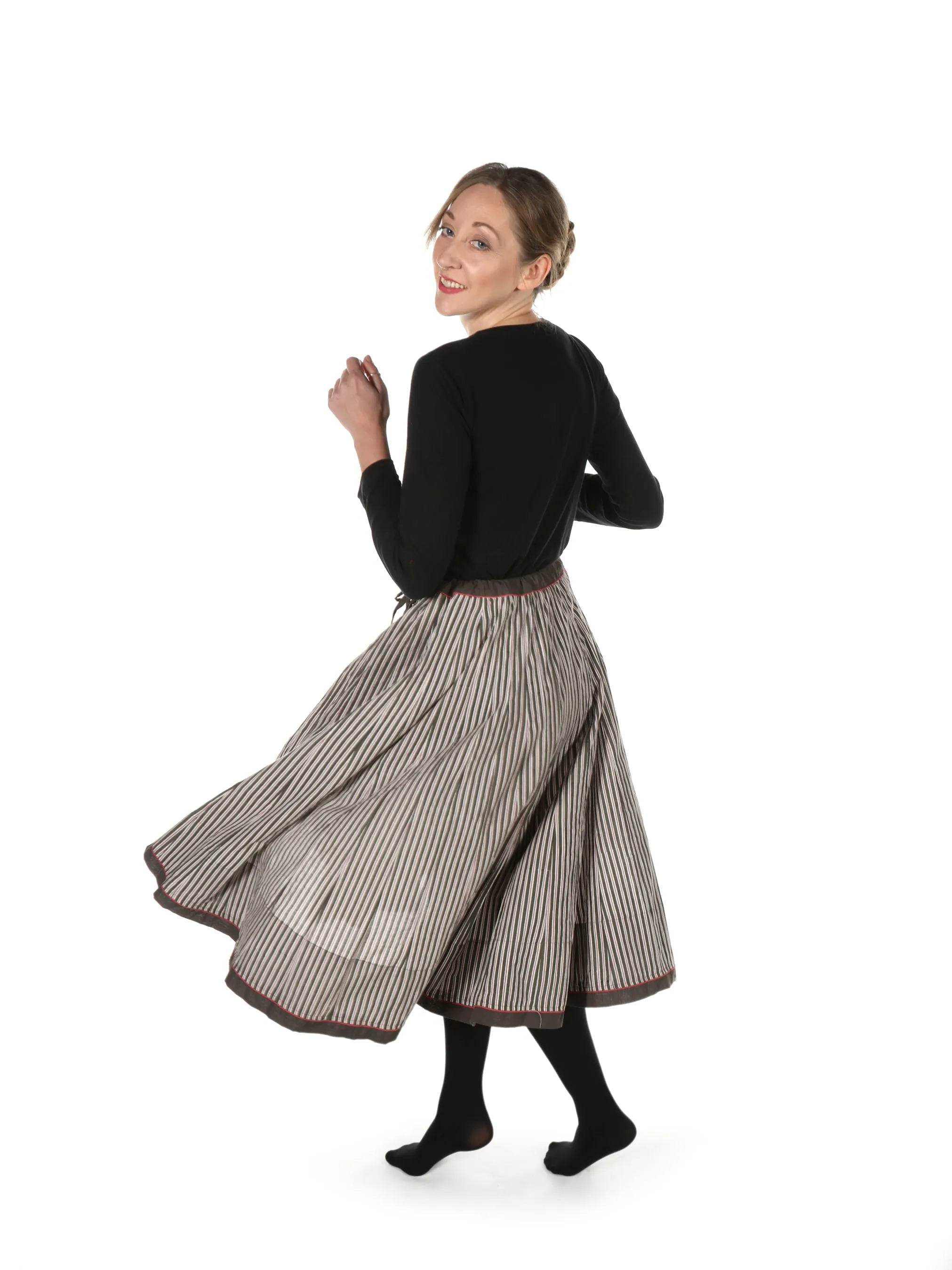 Cotton striped Skirt / Grey & Pink